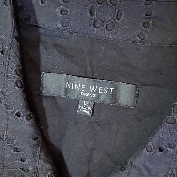 Nine West Black Eyelet Dress with Belt (size 12) - Picture 5 of 7